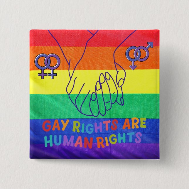 Gay have rights 2 inch square button (Front)