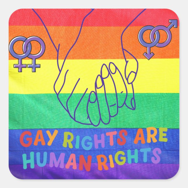 Gay have rights square sticker (Front)