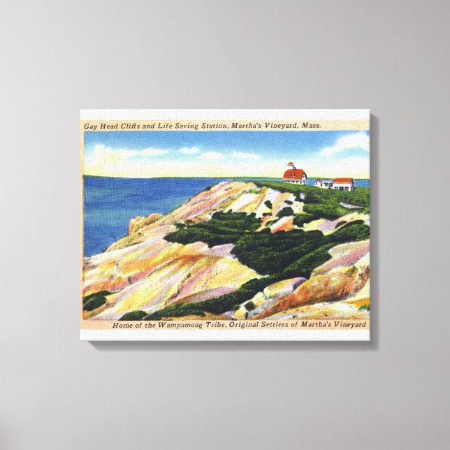 Gay Head Cliffs and Life Saving Station View Canvas Print (Front)