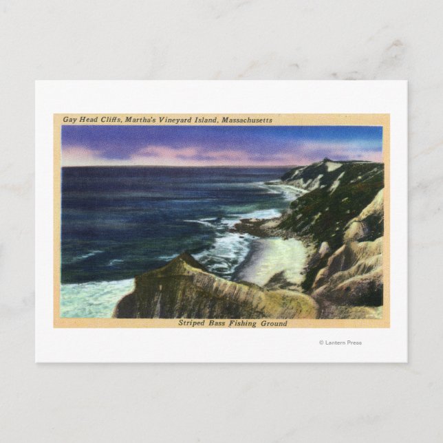 Gay Head Cliffs, Striped Bass Fishing Grounds Postcard (Front)