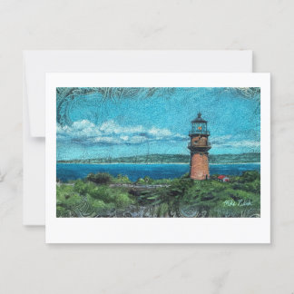 Gay Head Lighthouse painting in Martha's Vineyard Postcard