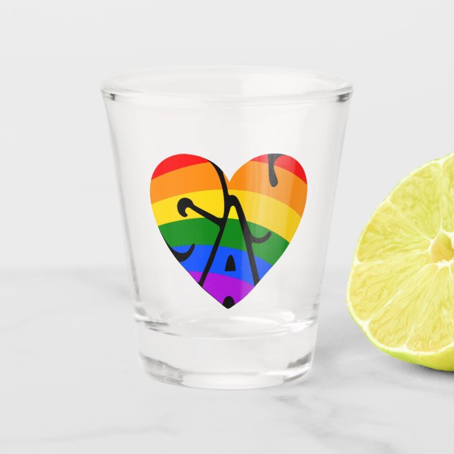 Gay Heart Shot Glass (Front)