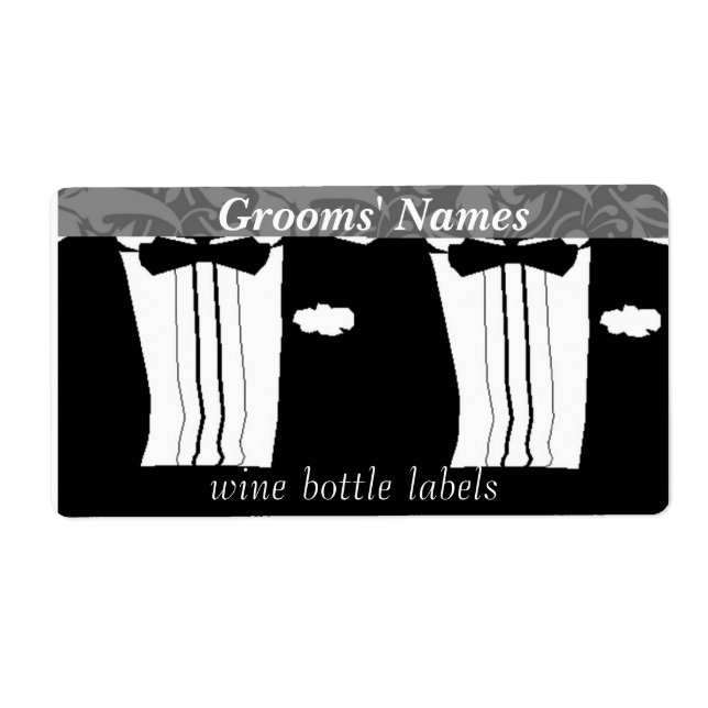 Gay Hommes Mariage Réception bouteille de vin étiq (Devant)