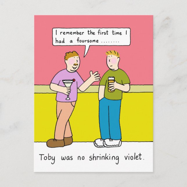 Gay Humour the Foursome Cartoon Postcard (Front)