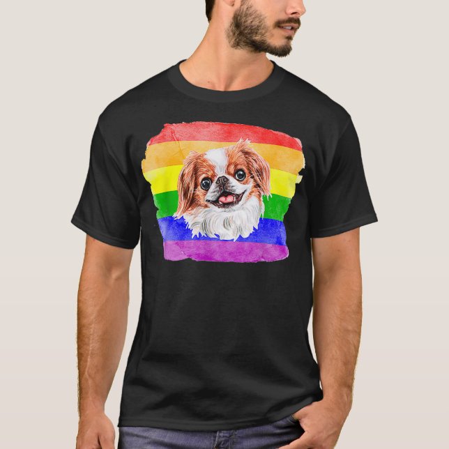 Gay Japanese Chin Dog Lover LGBTQ Pride Stuff Teen T-Shirt (Front)