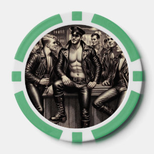 Gay Leather Daddy 1940s Biker Poker Chips – Double
