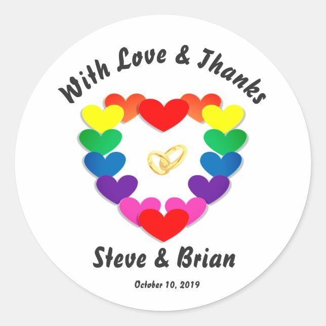 Gay Lesbian Custom Wedding Favoriser Stickers Rond (Devant)