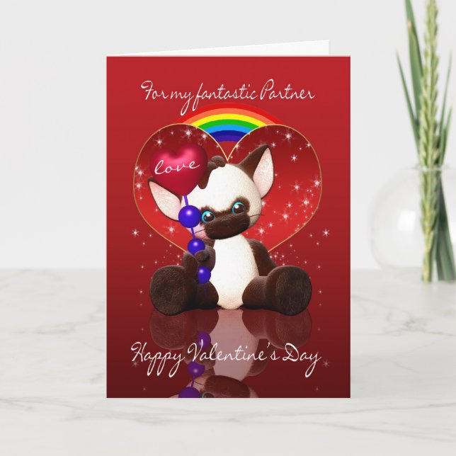 Gay / Lesbian Partner Valentine's Day Card - Cute (Front)