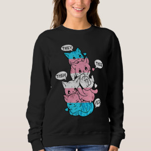 Gay Lesbian Pride Cat   Lgbt   Cats Pile Transgend Sweatshirt