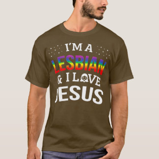 Gay Lesbian Pride   Im A Lesbian  I Love Jesus  T-Shirt