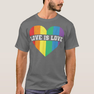 Gay Lesbian Pride Vintage Rainbow Heart LGBT Love T-Shirt