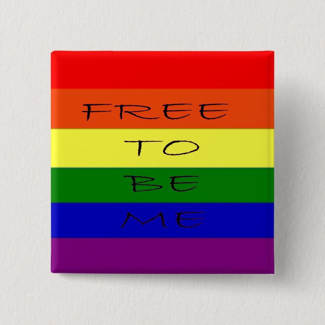 Gay, Lesbian Rainbow Buttom 2 Inch Square Button (Front)