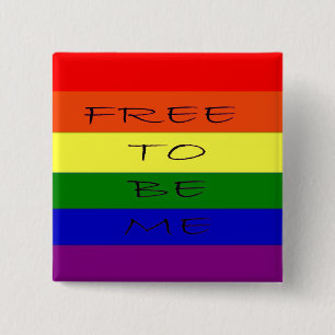 Gay, Lesbian Rainbow Buttom 2 Inch Square Button