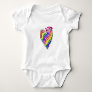 Gay Lesbian Rainbow Heart "Love" Baby Bodysuit