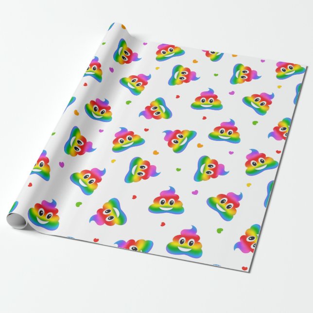 Gay lesbian rainbow poop emoji wrapping paper (Unrolled)