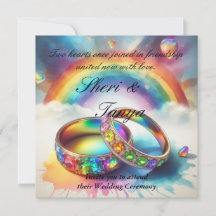 Gay Lesbian Rainbow Rings Wedding Ceremony