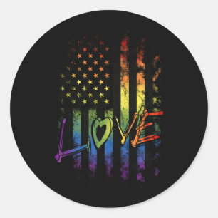 Gay Lesbian Trans Bi Pride Lgbt Rainbow American F Classic Round Sticker