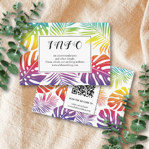 Gay, lesbian wedding rainbow tropical leaves enclosure card