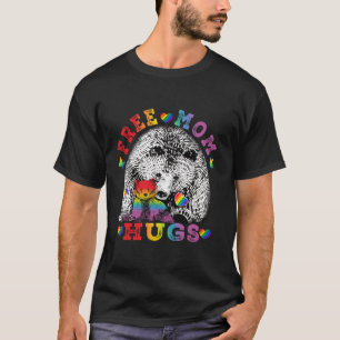 Gay LGBT Pride Mama Bear For Women Free Mom Hugs L T-Shirt