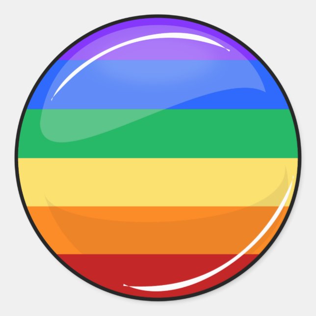 Gay Lgbt Pride Round Rainbow Flag Classic Round Sticker (Front)