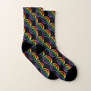 Gay LGBTQ Rainbow Pride Stripe Circular Pattern Socks