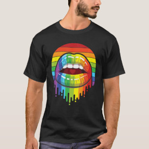 Gay Lip Cool Beautiful Cute Rainbow Proudly Suppor T-Shirt