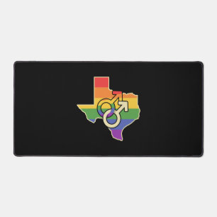 Gay Love Texas Map Design for proud LGBT+ Texans Desk Mat