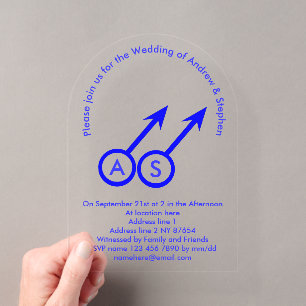 Gay Lovers Custom Monogrammed Wedding Acrylic Invitations