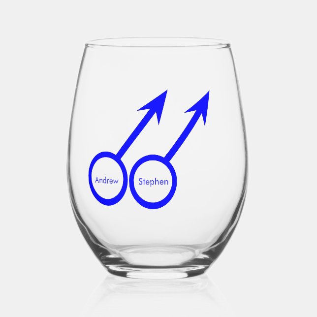 Gay Lovers Customizable Stemless Wine Glass (Front)