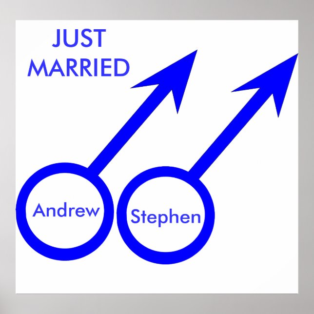 Gay Lovers Just Married Customizable Poster (Front)