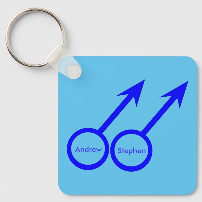 Gay Lovers Personalized Save the Date Wedding Keychain (Front)