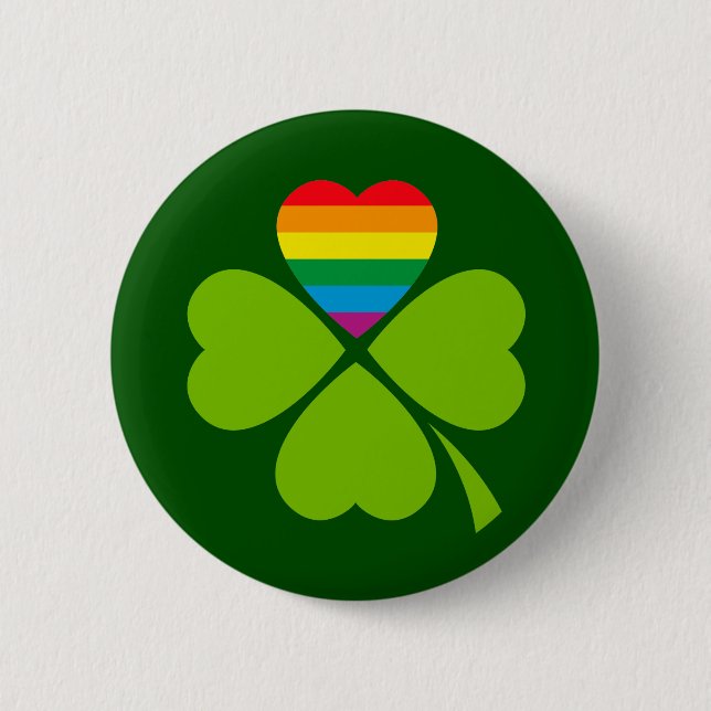Gay Lucky Clover 2 Inch Round Button (Front)