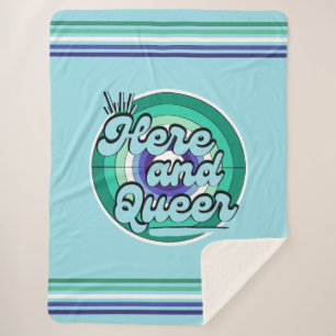 Gay Male Flag: LGBTQ - Here and Queer Sherpa Blanket