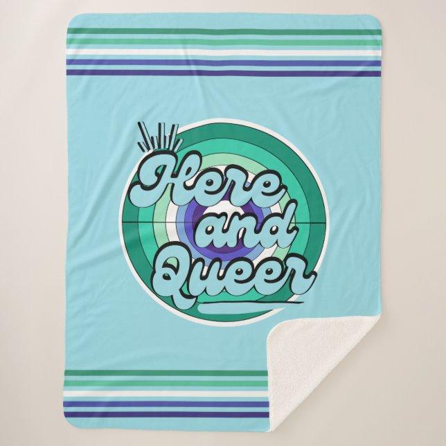 Gay Male Flag: LGBTQ - Here and Queer Sherpa Blanket (Front)