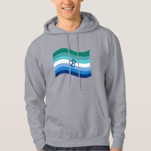 Gay Male Love Pride Azure Wavy Flag Hoodie