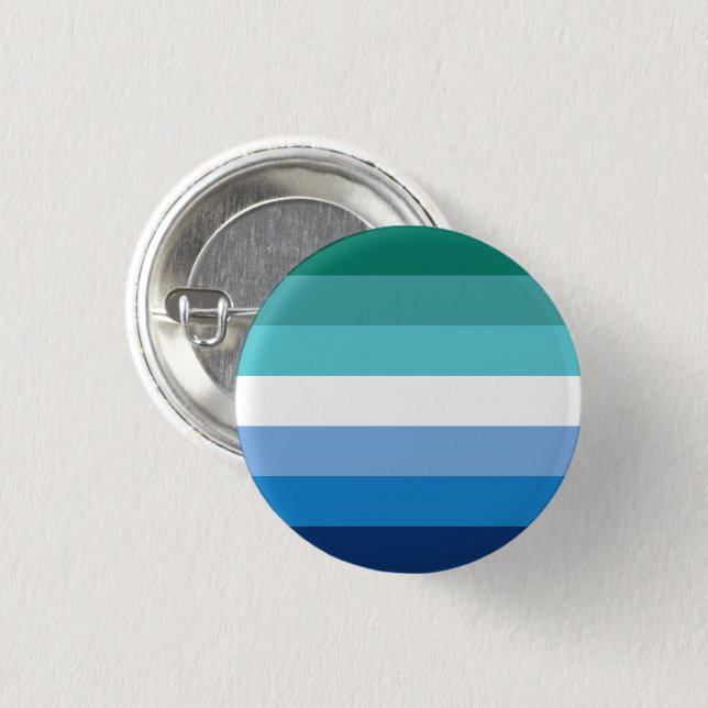 Gay Male Pride Flag (Azure) 1 Inch Round Button (Front & Back)