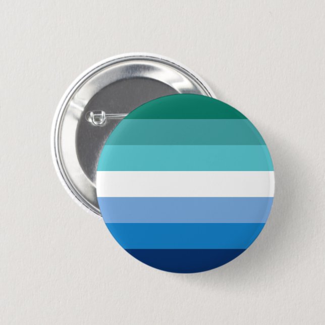 Gay Male Pride Flag (Azure) 2 Inch Round Button (Front & Back)