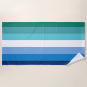 Gay Male Pride Flag (Azure) Beach Towel