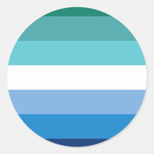 Gay Male Pride Flag (Azure) Classic Round Sticker