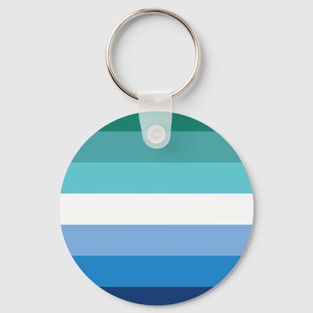 Gay Male Pride Flag (Azure) Keychain (Front)