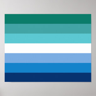 Gay Male Pride Flag (Azure) Poster