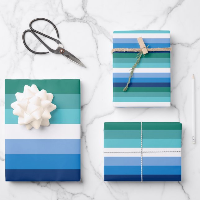 Gay Male Pride Flag (Azure) Wrapping Paper Sheet (Front)