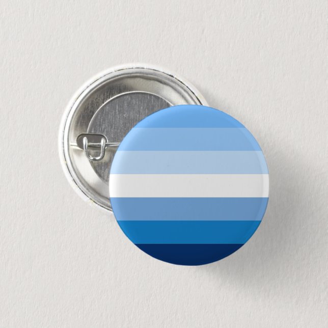 Gay Male Pride Flag (Blue) 1 Inch Round Button (Front & Back)