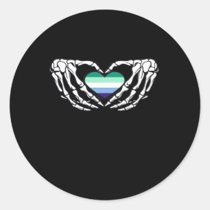 Gay Male Pride Skeleton Halloween Mlm Goth Heart C Classic Round Sticker