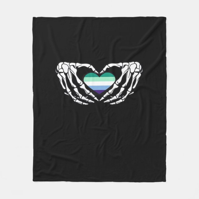 Gay Male Pride Skeleton Halloween Mlm Goth Heart C Fleece Blanket (Front)