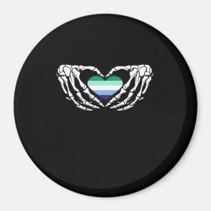 Gay Male Pride Skeleton Halloween Mlm Goth Heart C Magnet