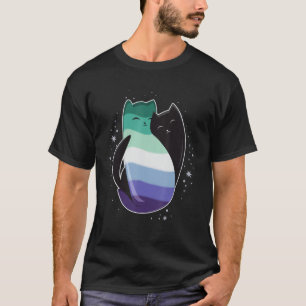 Gay Man Cat Flag LGBT Male Black Yin Yang Cat LGBT T-Shirt