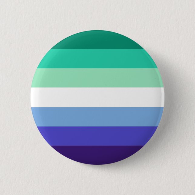 Gay Man Masc Masculine Green Blue Pride Flag Queer 2 Inch Round Button (Front)
