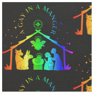 gay manger lgbtq christmas funny fabric