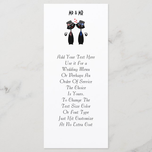 Gay Marriage Cool Cat Grooms Wedding Program (Front)